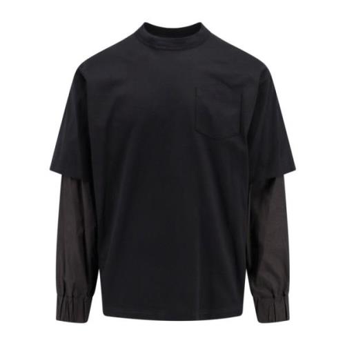 Bomuld Crew-neck Langærmet T-shirt