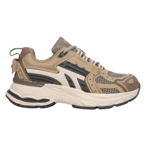 Kvinders Beige Sneakers Lavet af Blandede Materialer med Åndbart Mesh ...