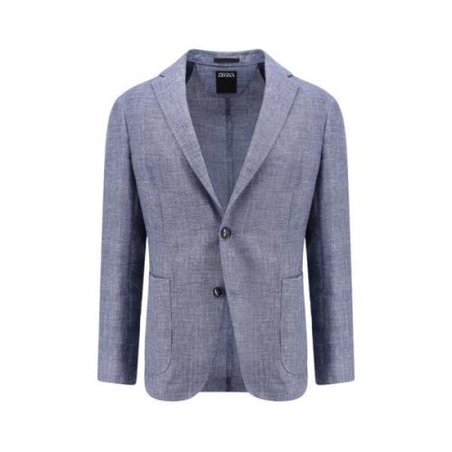 Linned Bomuld Blazer Klassisk Revers