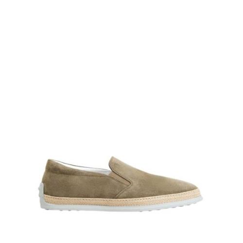 Beige Ruskind Slip-on med Elastiske Sidedetaljer