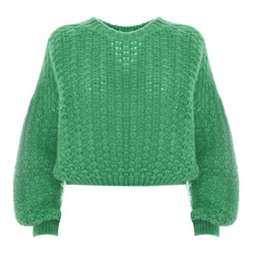 Mohair Uld Cropped Jumper med Åben Strik