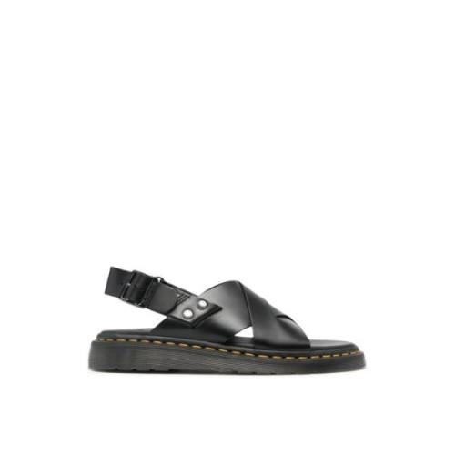 Sorte Læder Slingback Sandaler