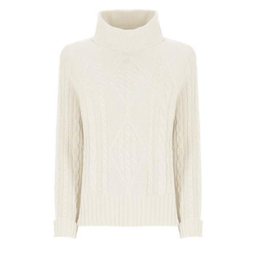 Ivory Uld Silke Høj Hals Sweater