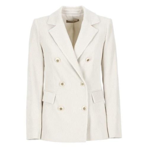 Ivory Corduroy Blazer Peak Lapel Jacket