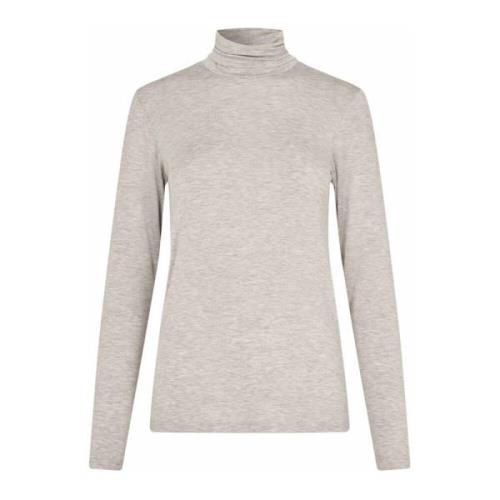 Beige Melange Turtleneck Top