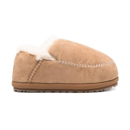 Beige Slip-On Sandaler med Faux-Fur Foring