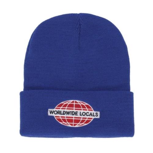 Royal Blue Beanie Hat med Broderi