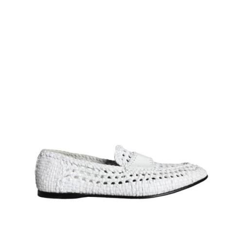 Hvide vævede læder slip-on loafers