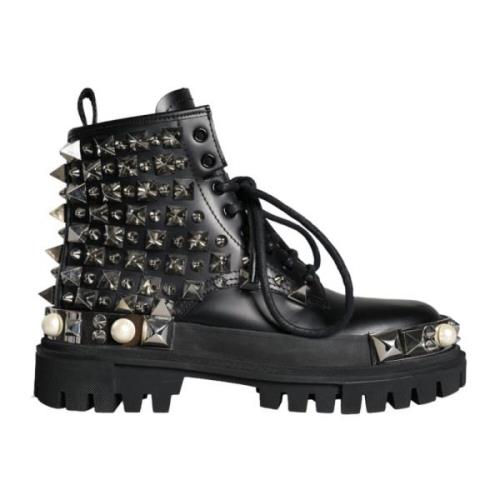 Sorte Studded Combat Boots