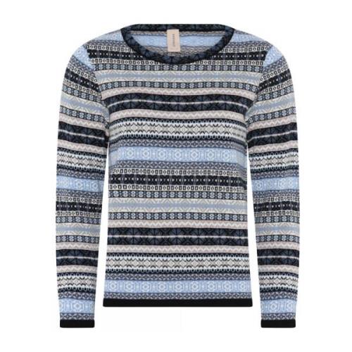 Jaquard Pullover Bluse Sort/Blå