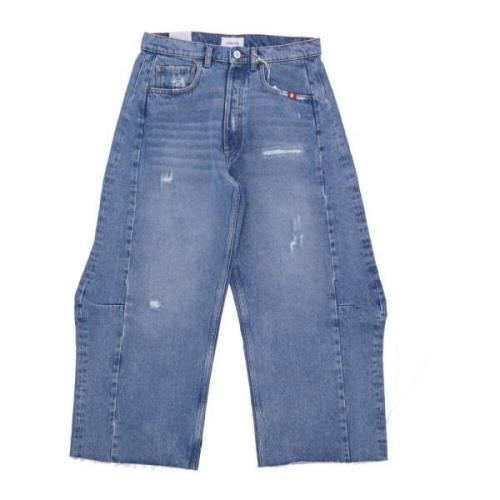 Højtaljede lige pasform denim shorts