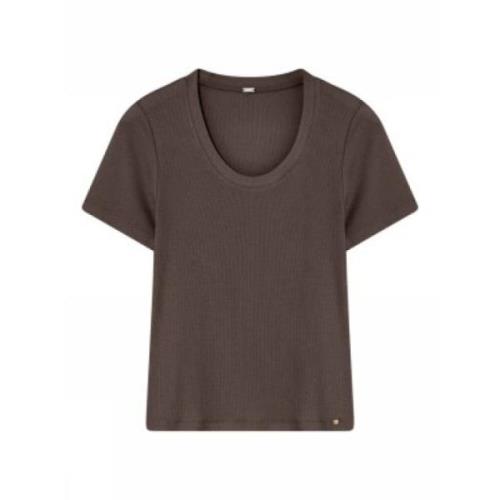 Brun Suri T-shirt, Bomuld-Elastan Blanding