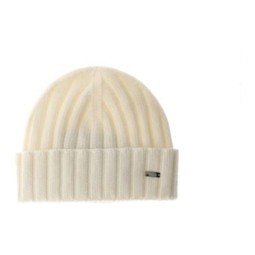 Stilfuld Cream Beanie med engelske ribkanter