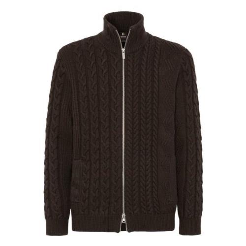 Mixed Stitch Full-Zip Jumper i Merinould