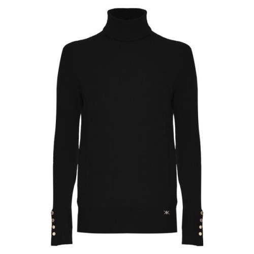 Strikket polo hals jumper med metal knapper