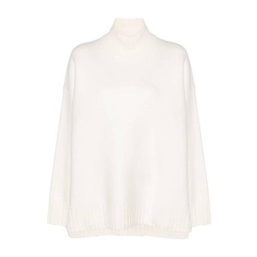 Hvid Ribstrikket Turtleneck Sweater