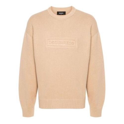 Sand Beige Bomuld Ribstrikket Sweater