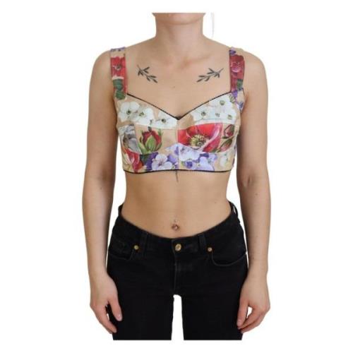 Blomstret Bustier-Crop-Top med Italiensk Hndvrk