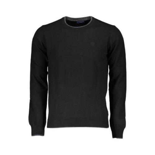 Elegant kontrastbroderet rundhals sweater