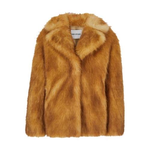 Brun Faux Fur Shearling Jakke