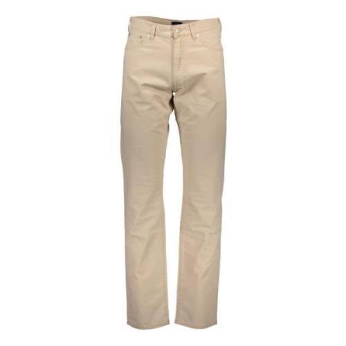 Beige Bomuld Jeans Bukser, 5-Lomme, Tube Ben, Logo