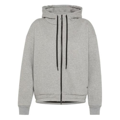 Grå Melange Zip-Through Hoodie til Kvinder