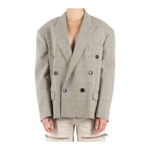 Ivory og Sort Uld Blazer