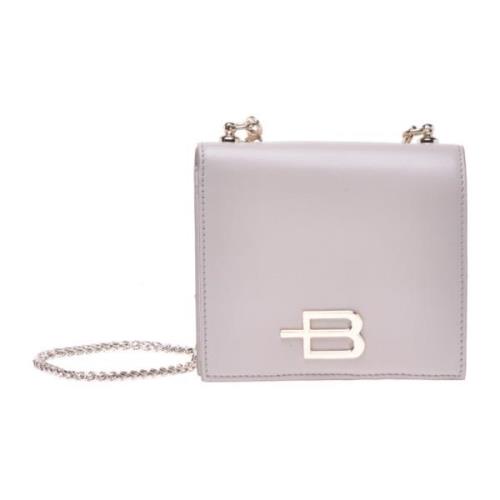 Wallet with chain in taupe leather