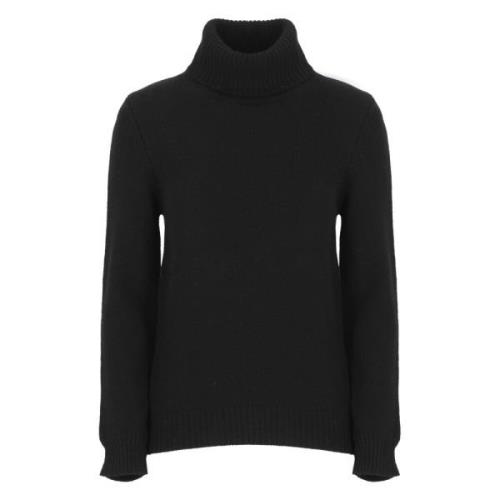 Sort Cashmere Uld Høj Hals Sweater