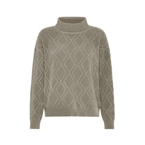 Præget diamantmønster chenille sweater