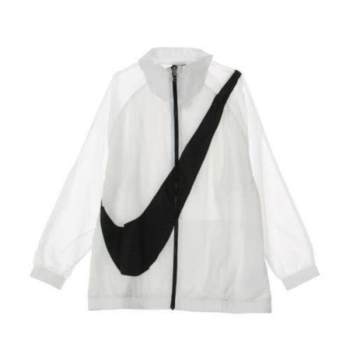 Hvid Windbreaker Jakke med Swoosh