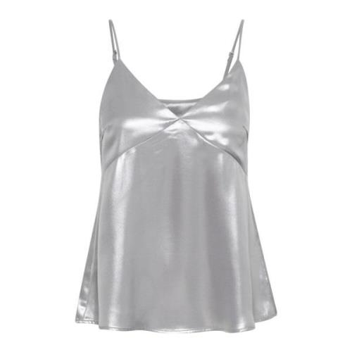 Sølv Metallic Bluse Makayapw Stil