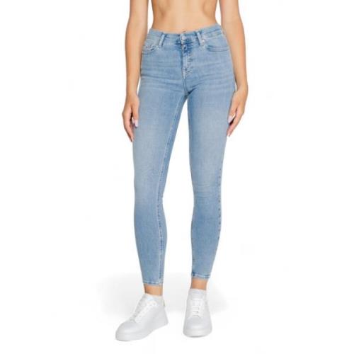 Blå Plain Jeans med Lynlås Lukning