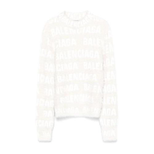 Hvid Uldblanding Jacquard Sweater