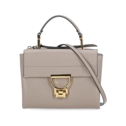 Stilfuld Beige Læder Pochette Taske