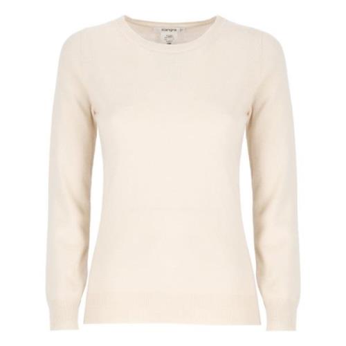 Beige Cashmere Uld Sweater Kvinder Rund Hals