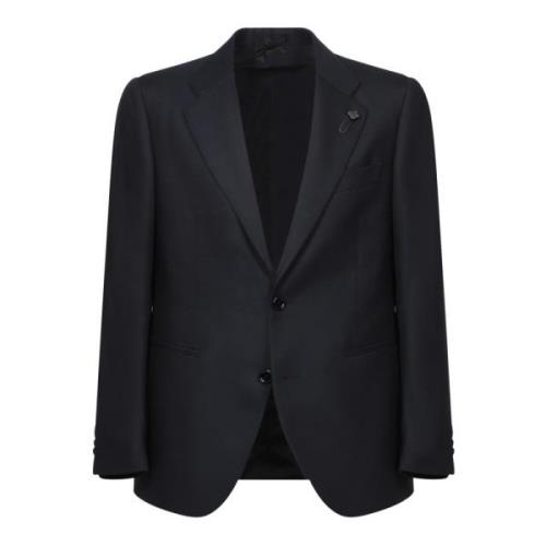 Blå Uld Blazer Elegant Stil