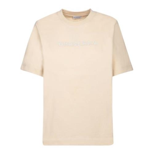 Beige T-shirt med broderet logo