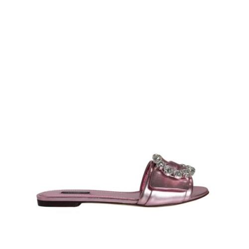 Metallic Pink Krystal Flade Sandaler