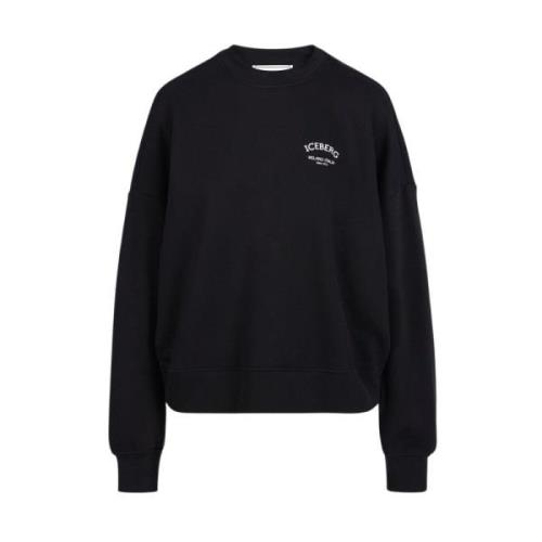 Sweatshirt med rund hals og logo