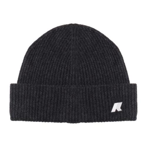 Sort Uld Beanie Hat med Logo