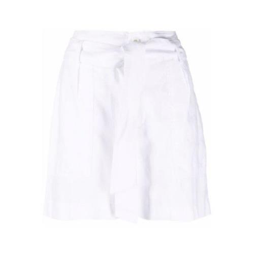 Hvid Linned Shorts Casual Stil