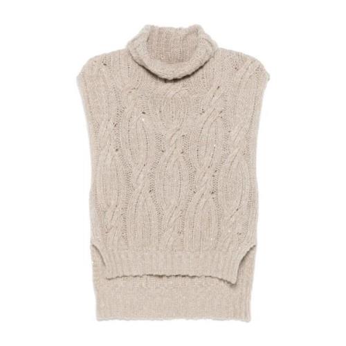 Chunky Cable Strik Sweater med Paillet Pynt