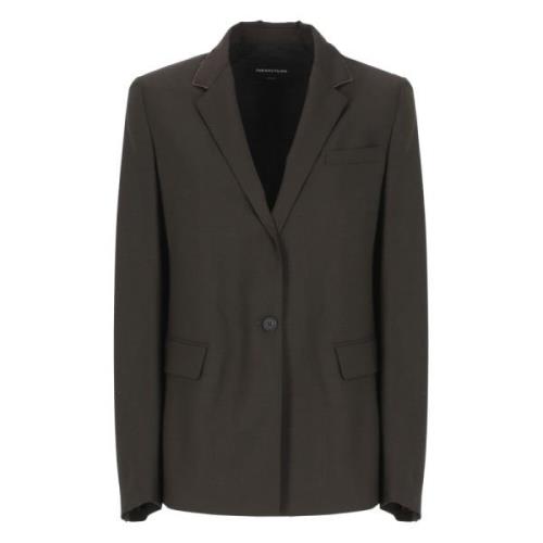 Brun uld blazer med peak revers