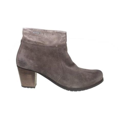 Taupe dames ankelstøvle med metal trim