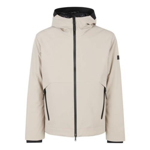 Beige Kort Soft Shell Hættefrakke