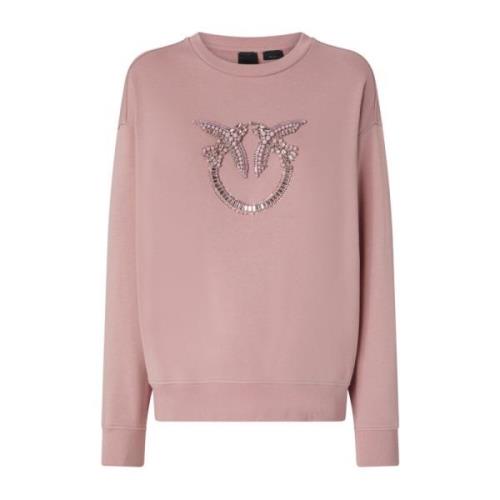 Love Birds Broderet Rund Hals Sweatshirt