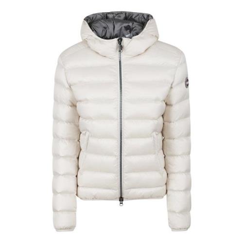 Ivory Nylon Hætte Puffer Frakke