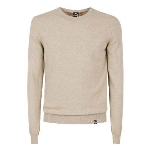 Beige Sweaters med Uld Krave