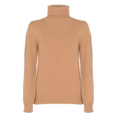 Brun Cashmere Uld Høj Hals Sweater